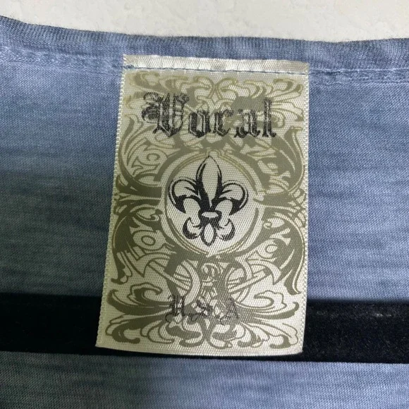 Vocal Womens Blue Embellished Tunic Shirt Top Size XL Made in USA Y2K Boho Siren - Picture 10 of 12